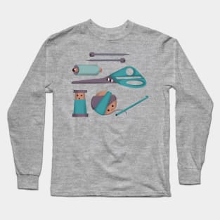 Cute scissors, crochet and knitting stuff Long Sleeve T-Shirt